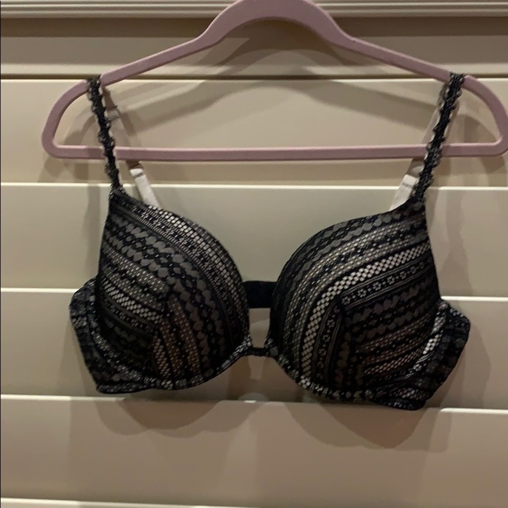 Victoria’s Secret Black Lace over Nude Push-Up Bra